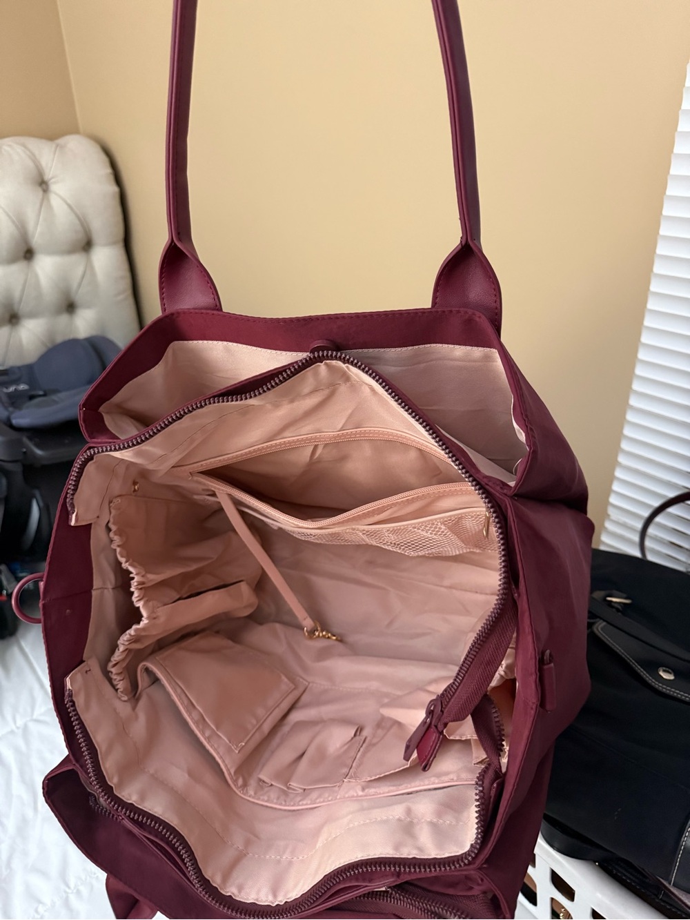Poppy & Peonies Deep Burgundy Everyday Tote - Picture 2 of 4